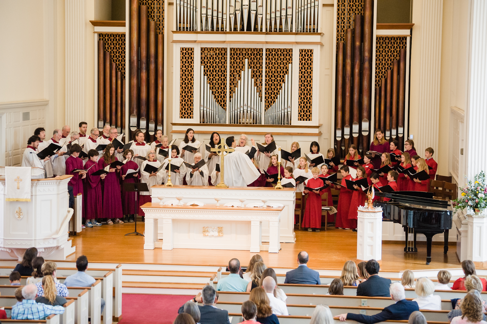 Chancel Choir singing in the sanctuary